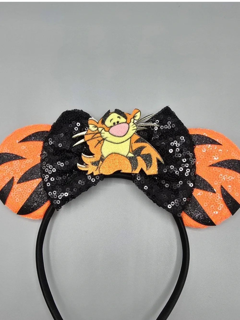 #2651*”7x9”Orange Tigger-inspired Sequin Mouse Ears Headband Halloween Theme